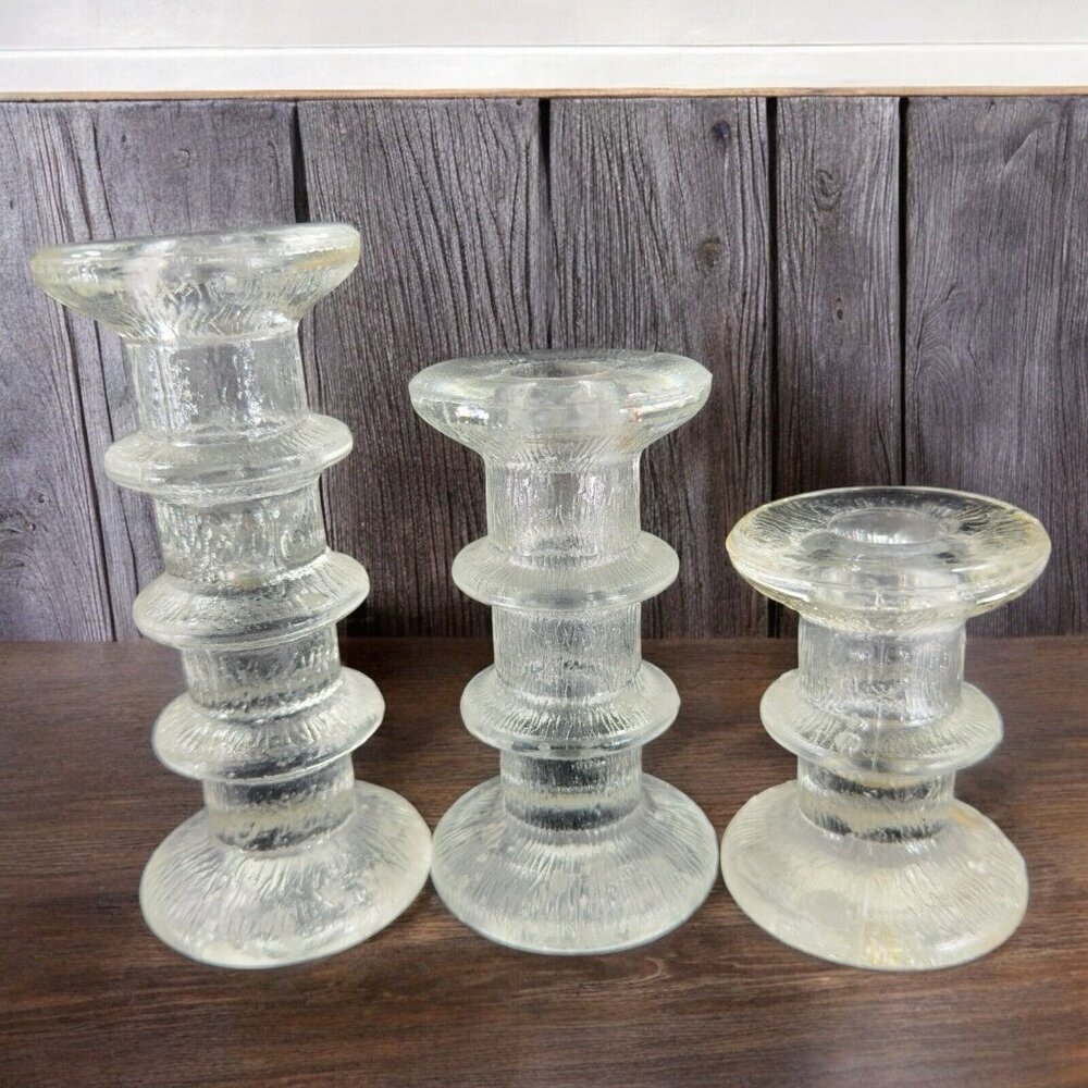Luminarc Nordic Candle Holders Set 3 Clear Textured‎ Votive Candle Stick Holder